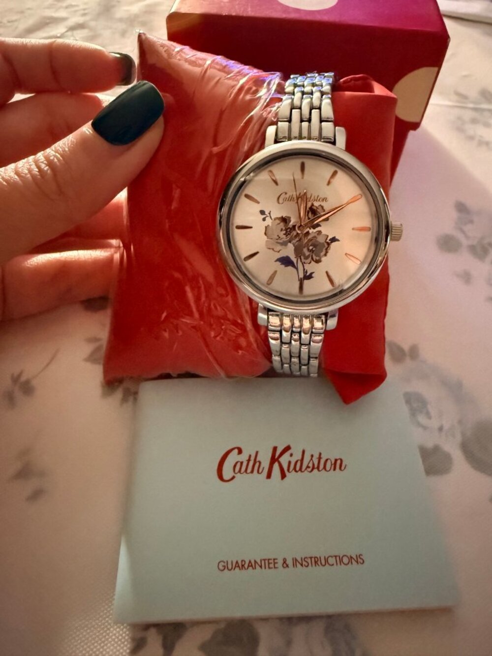 Cath Kidston SCKL049SM Women's Floral Dial Watch Silver Bracelet NEW in Box